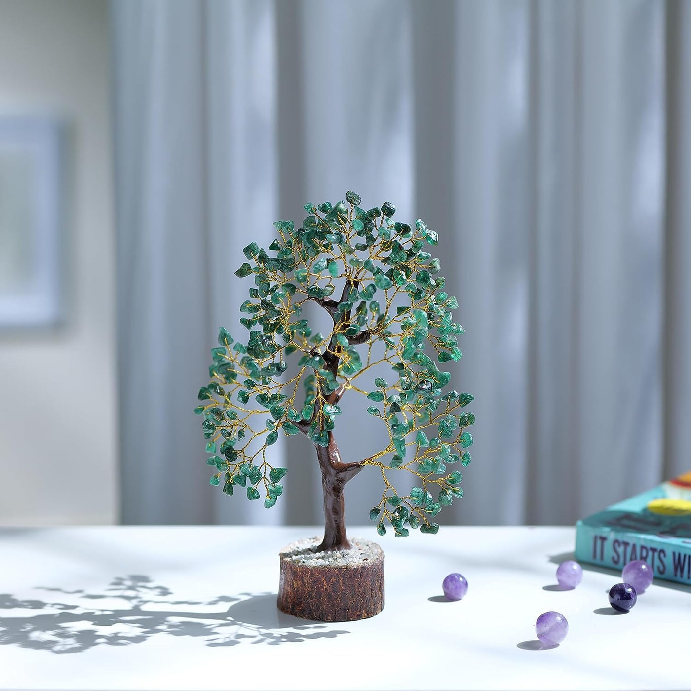 Green Aventurine - Natural Aventurine Crystal - Artificial Trees - Crystal Money Tree - Spiritual Home Decor - Christmas - Money Tree - Spiritual Gifts - Living Room Décor - Green Decor