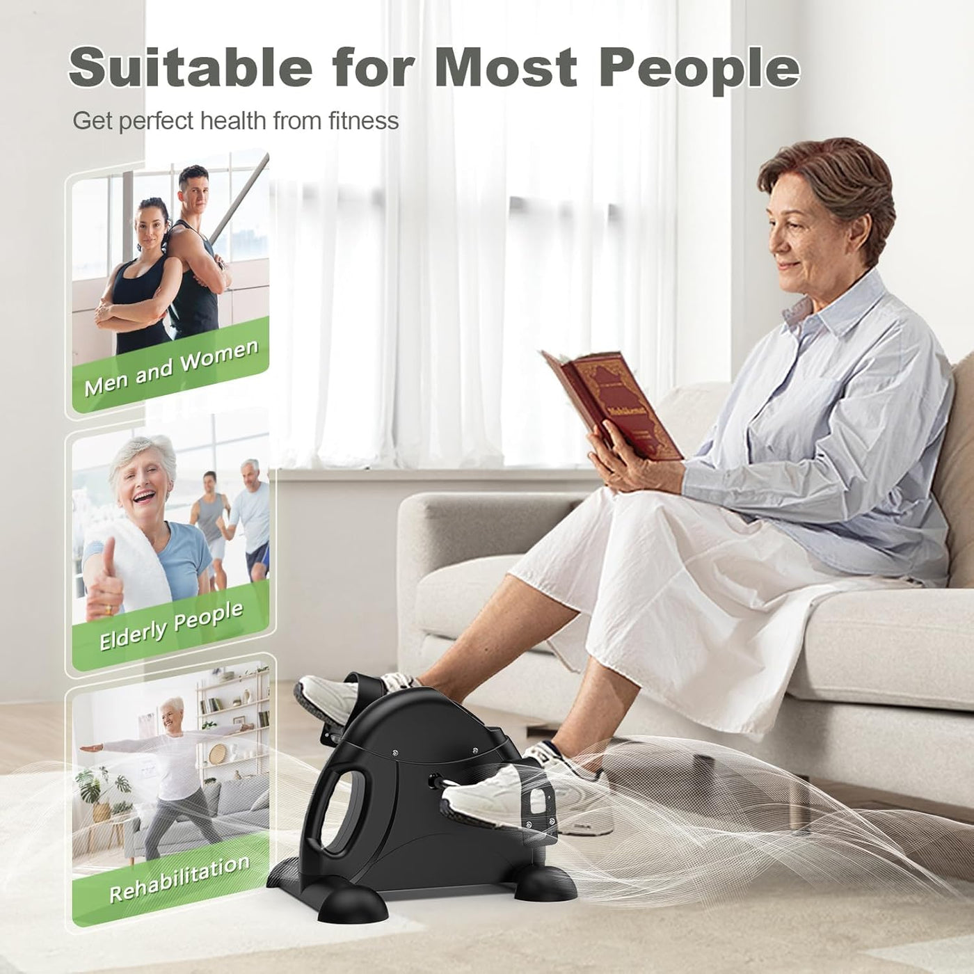 Mini Exercise Bike - AGM Under Desk Bike Pedal Exerciser Foot Cycle Arm & Leg Pedal Exerciser with LCD Screen Displays