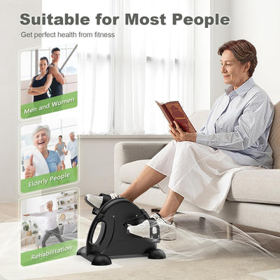 Mini Exercise Bike - AGM Under Desk Bike Pedal Exerciser Foot Cycle Arm & Leg Pedal Exerciser with LCD Screen Displays