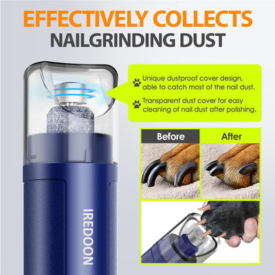 Dog Nail Grinder Upgraded - Professional 3-Speed Super Quiet and Low Vibration Electric Pet Nail Grinder with 4 LED Lights - Painless Paws Grooming & Smoothing for Small to Large Dogs (Black)