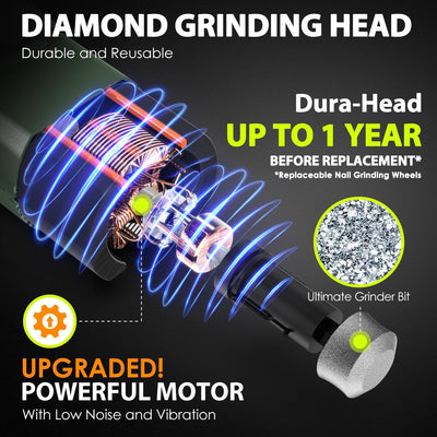 Dog Nail Grinder Upgraded - Professional 3-Speed Super Quiet and Low Vibration Electric Pet Nail Grinder with 4 LED Lights - Painless Paws Grooming & Smoothing for Small to Large Dogs (Black)