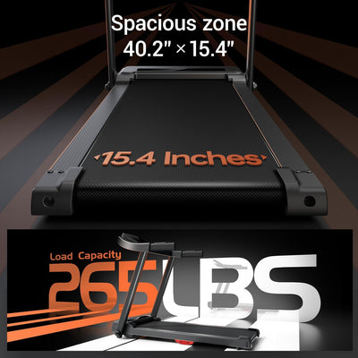 Folding Treadmill with Pulse Sensor, 2.5 HP Quiet Brushless Treadmills for Home, 12 KM/H, 120KG Capacity