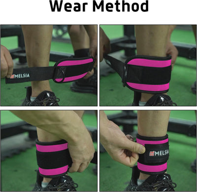 Ankle Straps for Cable Machine Women & Men - For Glute, Booty Workouts, Kickbacks, Leg Extensions, Curls and Hip Abductors - Adjustable, Gym Cable Attachments - Ergonomic Neoprene Padding (Pair)