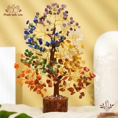 7 Chakra Tree of Life | Crystal Tree for Positive Energy - Meditation | Feng Shui Money Bonsai Tree | Home - Office - Crystal Decor | Healing Gemstone Artificial Tree | Spiritual Gift