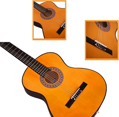 30 inch Classical Guitar Kits for Beginner Children's Wooden Guitar Adult Acoustic Guitar with Bag Capo Strap Picks Tuner 6 Nylon Strings