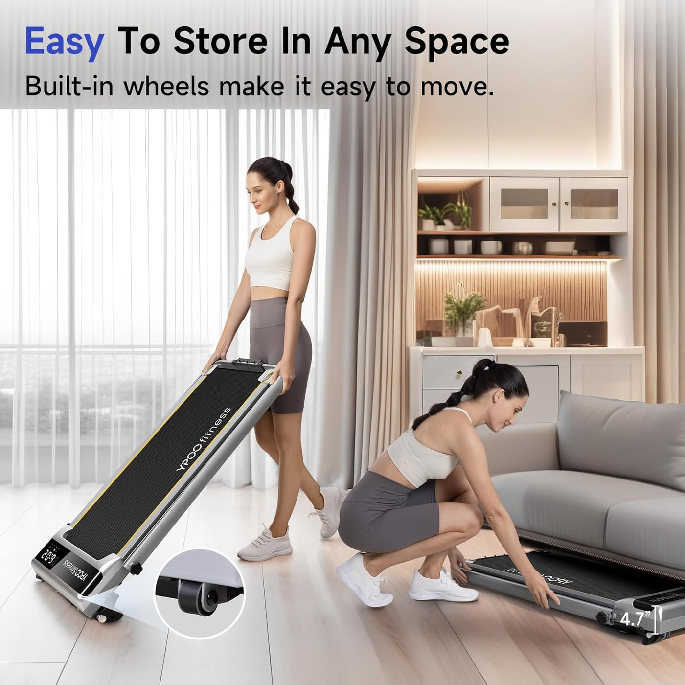 Walking Pad Treadmill, Walking Pad with Incline, Foldable Treadmills for Home Office Gym Exercise, Portable Desk Treadmill for Jogging&Running, Running Machine for Workout Exercise