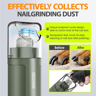 Dog Nail Grinder Upgraded - Professional 3-Speed Super Quiet and Low Vibration Electric Pet Nail Grinder with 4 LED Lights - Painless Paws Grooming & Smoothing for Small to Large Dogs (Black)