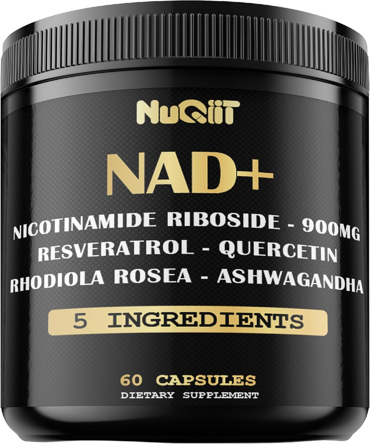NAD+ Supplement with Nicotinamide Riboside 900mg, Resveratrol, Quercetin, Turmeric, Rhodiola Rosea - 60 Count