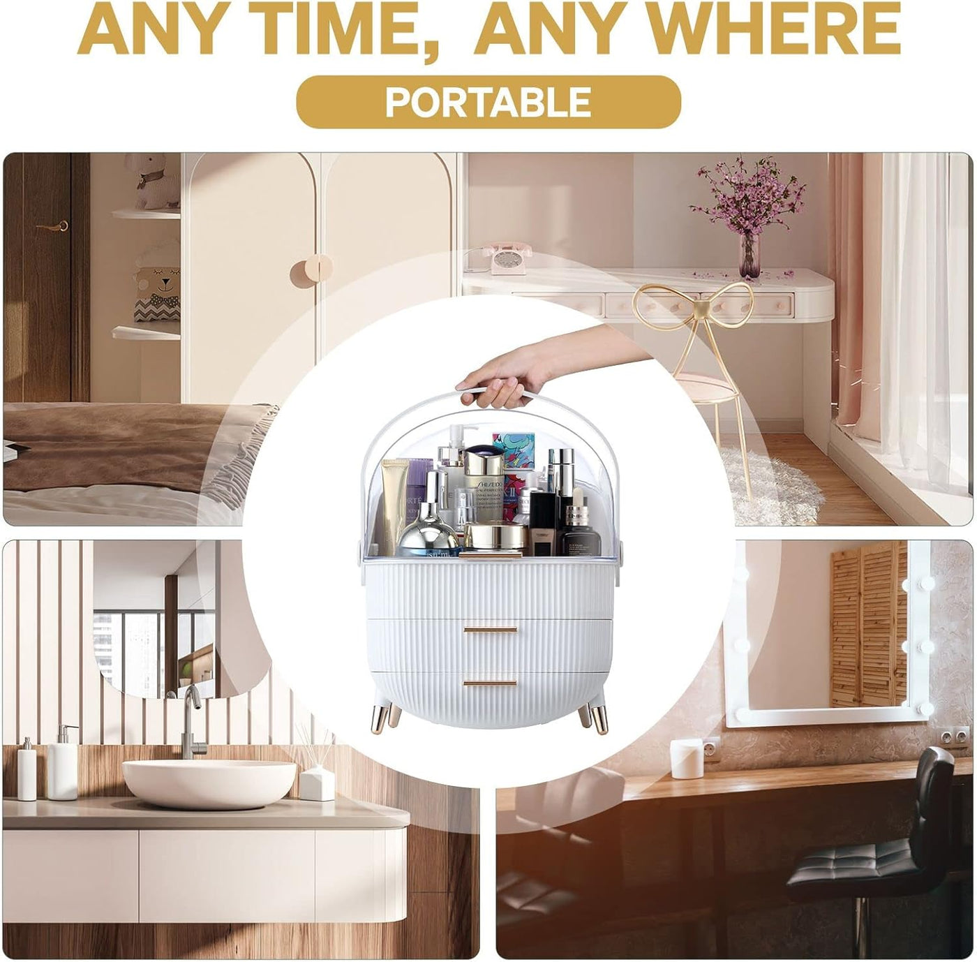 Maxkon Makeup Storage Drawer Case, Portable Jewellery Box Stand Brush Holder Organiser for Cosmetic Lipstick Skincare Display