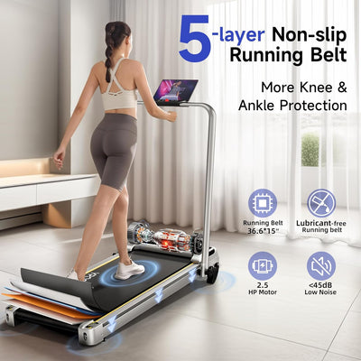 Walking Pad Treadmill, Walking Pad with Incline, Foldable Treadmills for Home Office Gym Exercise, Portable Desk Treadmill for Jogging&Running, Running Machine for Workout Exercise