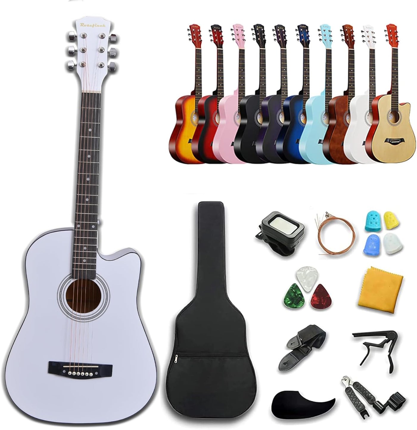 30 inch Classical Guitar Kits for Beginner Children's Wooden Guitar Adult Acoustic Guitar with Bag Capo Strap Picks Tuner 6 Nylon Strings