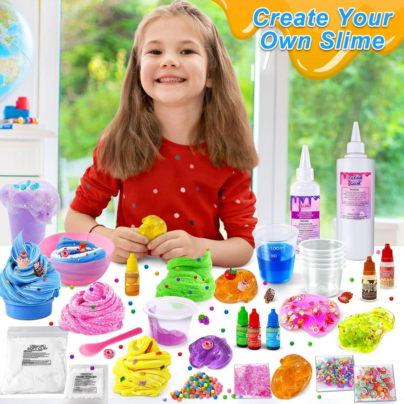 Ice Cream DIY Slime Kit, Slime Making Kit for Girls 10-12, Butter, Foam, Cloud Slime with Add-Ins, Foam Balls, Charms, Gift Toy for Children