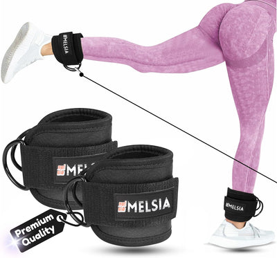 Ankle Straps for Cable Machine Women & Men - For Glute, Booty Workouts, Kickbacks, Leg Extensions, Curls and Hip Abductors - Adjustable, Gym Cable Attachments - Ergonomic Neoprene Padding (Pair)