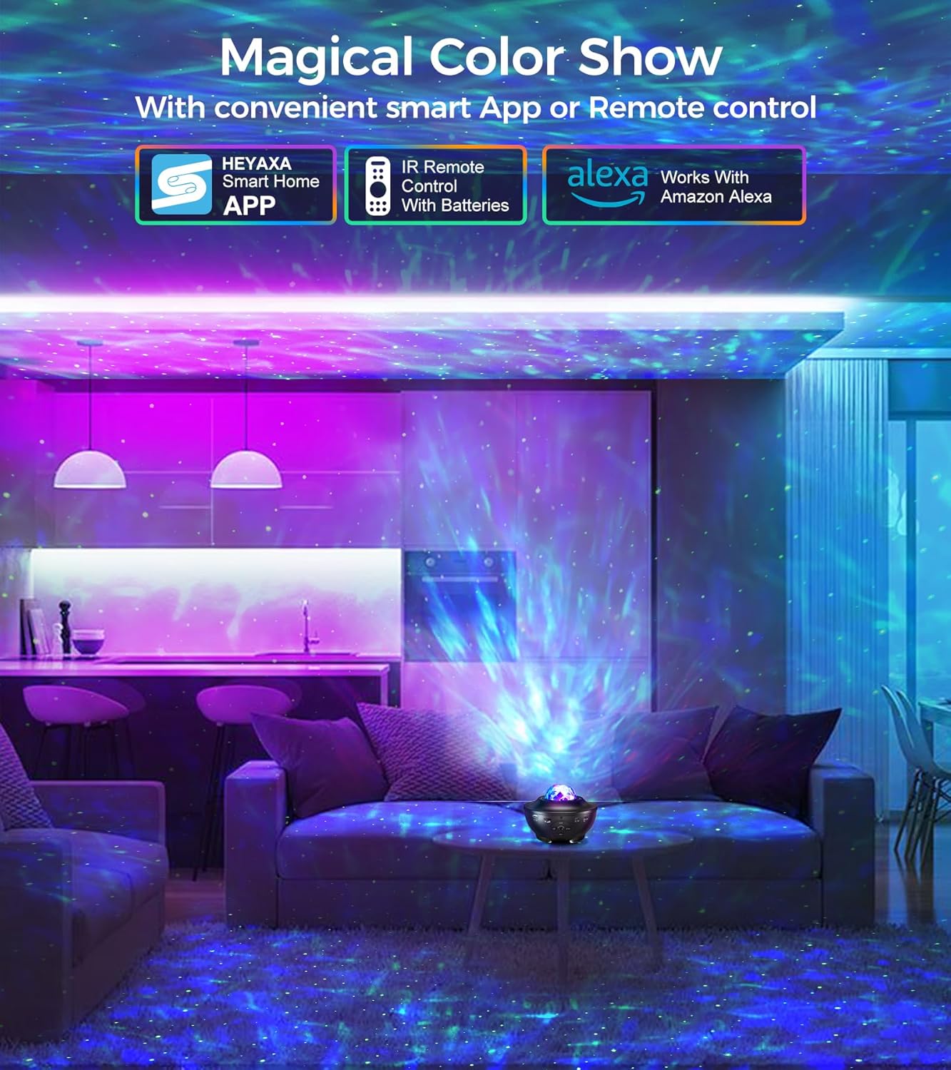 Galaxy Sky Star Projector LED Starry Night Light, Cool Planetarium Music Show Lamp with Speaker for Kids, Boys,Adults Bedroom Space and Home Ceiling Living Room Décor, Party (Black)