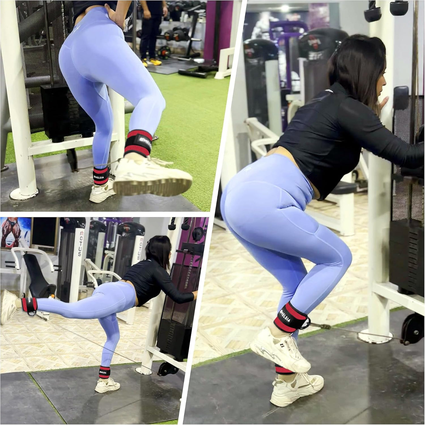 Ankle Straps for Cable Machine Women & Men - For Glute, Booty Workouts, Kickbacks, Leg Extensions, Curls and Hip Abductors - Adjustable, Gym Cable Attachments - Ergonomic Neoprene Padding (Pair)