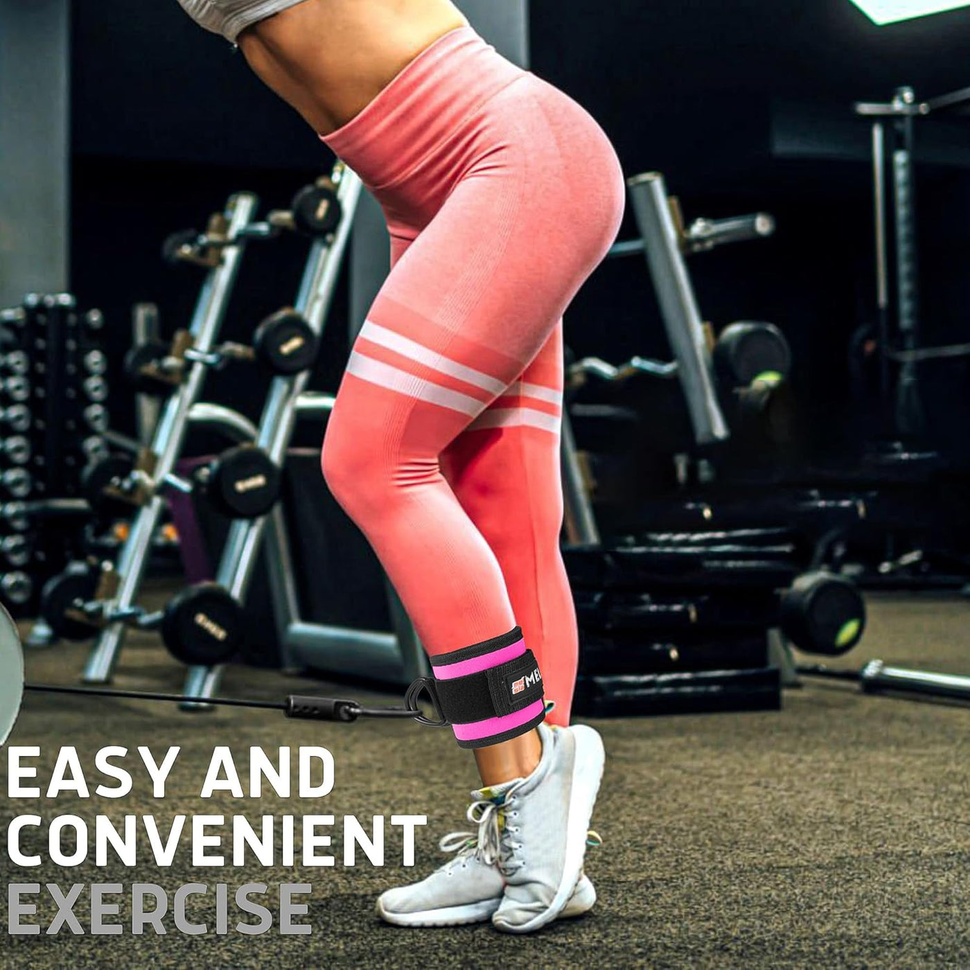 Ankle Straps for Cable Machine Women & Men - For Glute, Booty Workouts, Kickbacks, Leg Extensions, Curls and Hip Abductors - Adjustable, Gym Cable Attachments - Ergonomic Neoprene Padding (Pair)