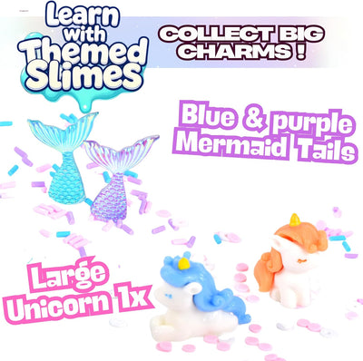 ToysButty Butter Slime kit, MicroWorld 2 Pack Clear & Fluffy Slime for Kids, Unicorn Mermaid Theme Party Favors with 6 Slime add ins, Unicorn Kids Toy Birthday Gifts for Girls Age 8-12