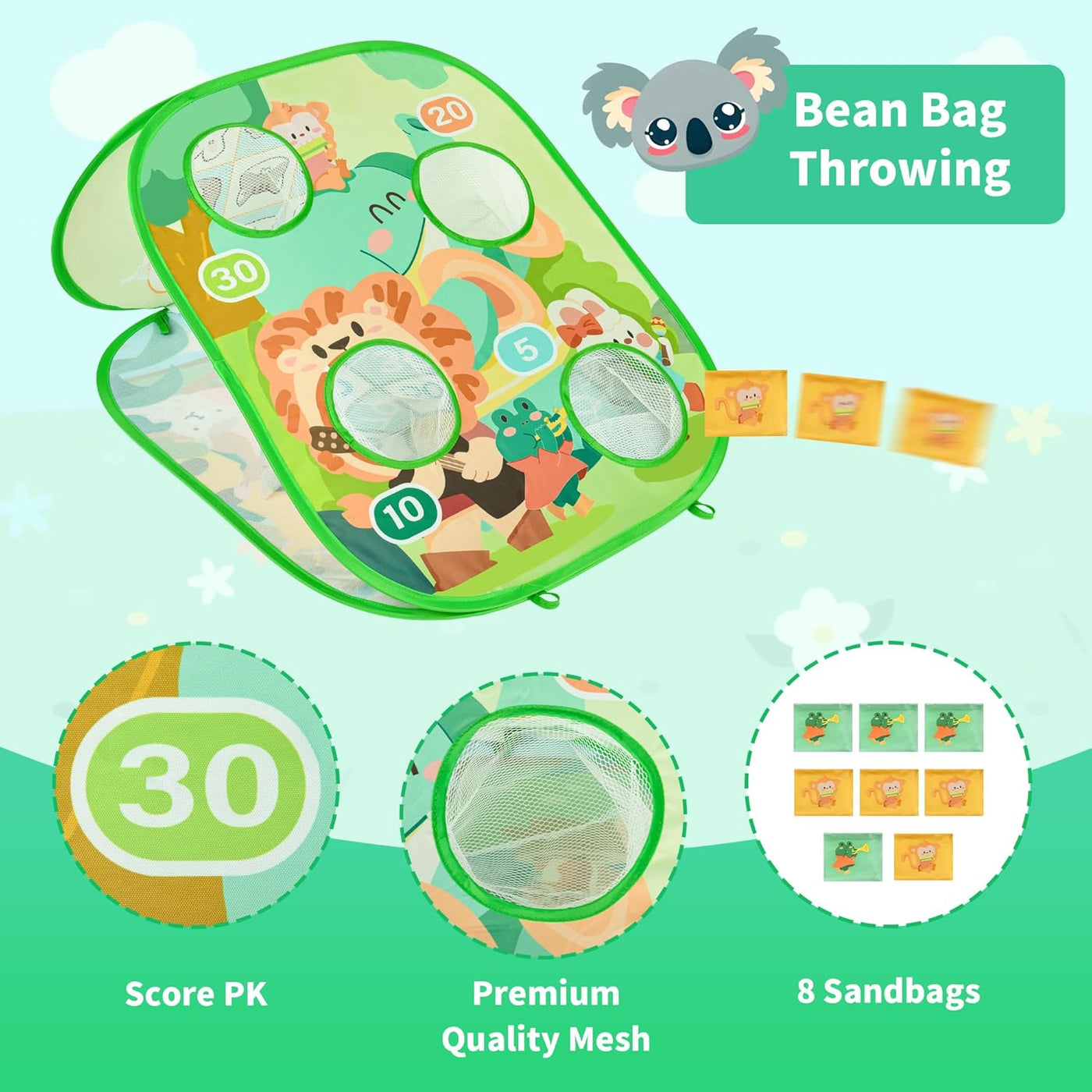 Bean Bag Toss Game, Foldable Portable Corn Hole Board, Indoor Outdoor Toy for Toddlers 3-8 Year Old Boys Girls, Kids Toys for Backyard Beach Lawn Birthday Party and Gift
