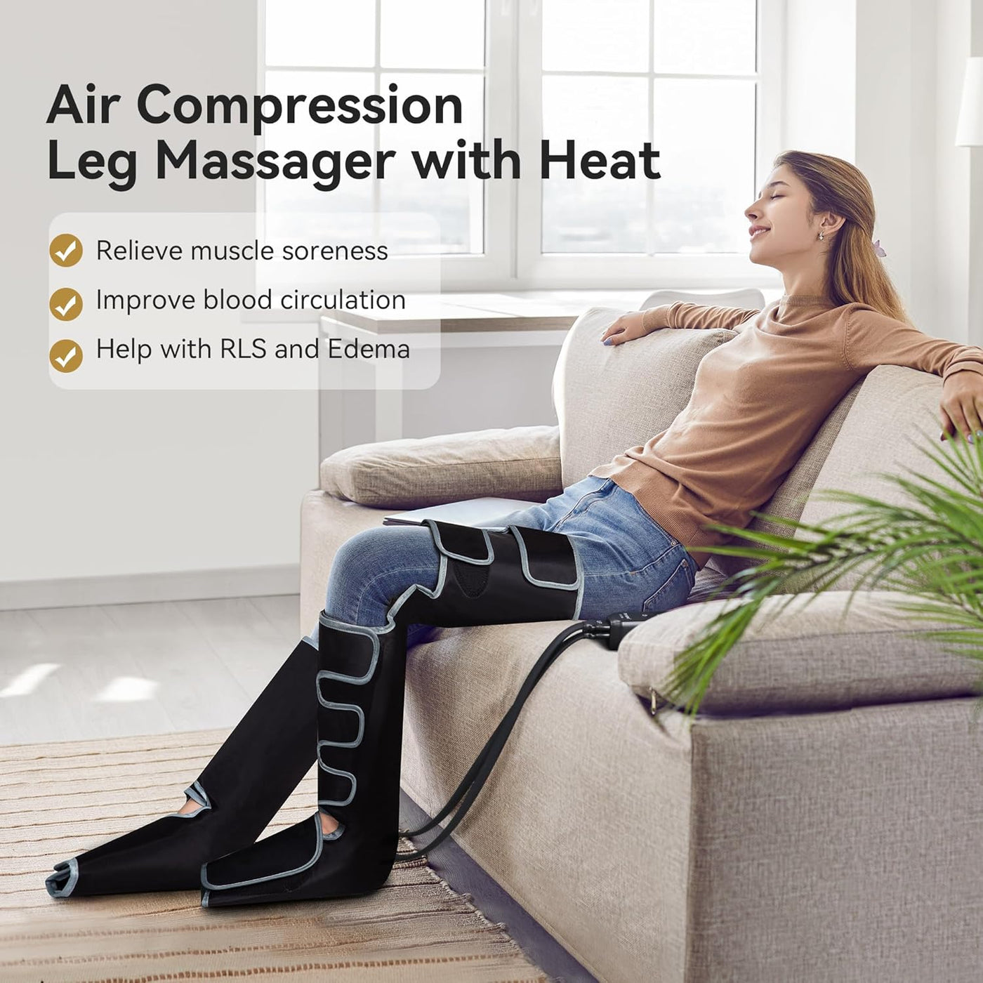 FIT KING Upgraded Full Leg Massager with Heat, Air Compression Massager Machine for Foot Calf & Thigh Muscle Relaxation and Recovery, Helpful for Pain Relief, Swelling, Edema and RLS