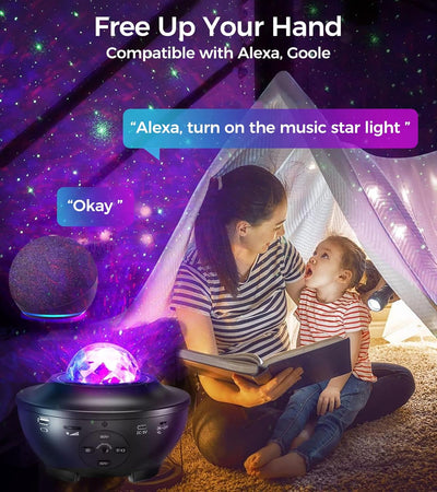 Galaxy Sky Star Projector LED Starry Night Light, Cool Planetarium Music Show Lamp with Speaker for Kids, Boys,Adults Bedroom Space and Home Ceiling Living Room Décor, Party (Black)