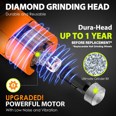 Dog Nail Grinder Upgraded - Professional 3-Speed Super Quiet and Low Vibration Electric Pet Nail Grinder with 4 LED Lights - Painless Paws Grooming & Smoothing for Small to Large Dogs (Black)