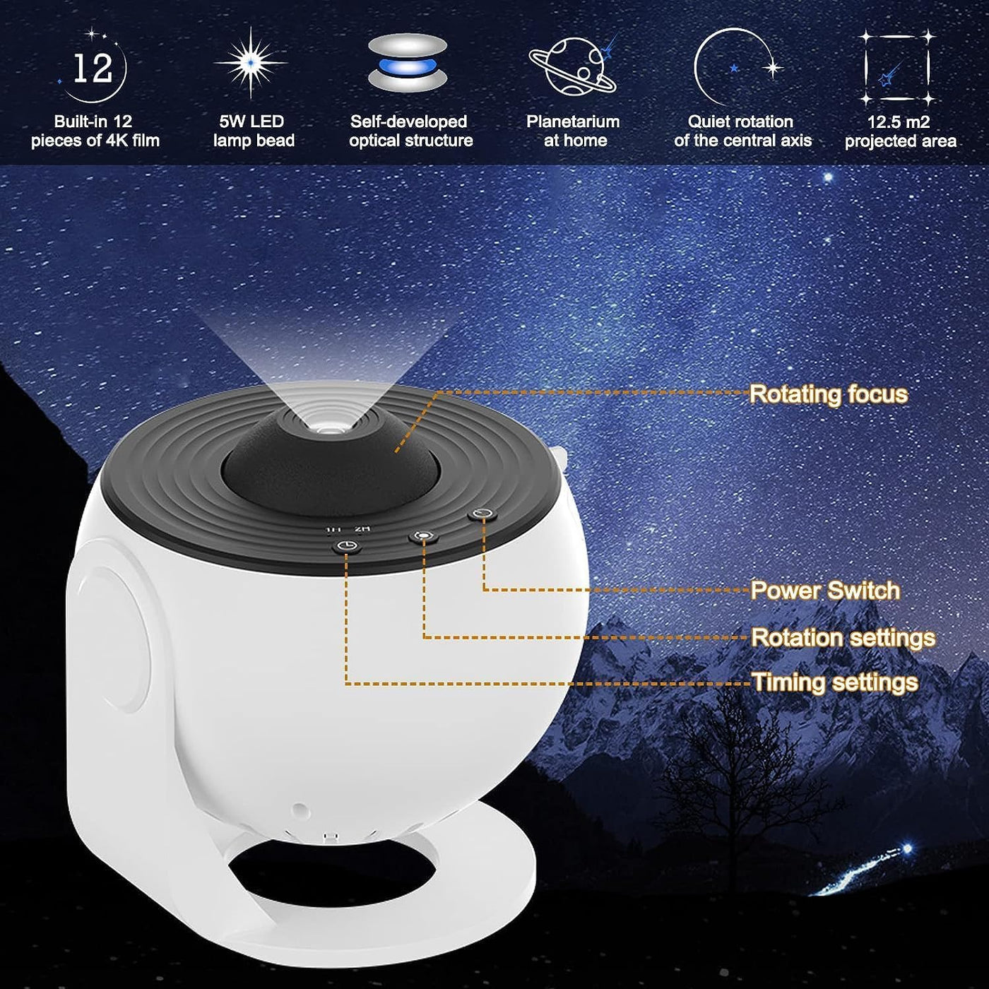 Galaxy Projector, Star Projector Starry Light with Music Player, 14 Colors Night Light with White Noise, Nebula,Timer & Remote Control for Gaming Room, Home Theater
