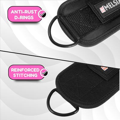 Ankle Straps for Cable Machine Women & Men - For Glute, Booty Workouts, Kickbacks, Leg Extensions, Curls and Hip Abductors - Adjustable, Gym Cable Attachments - Ergonomic Neoprene Padding (Pair)