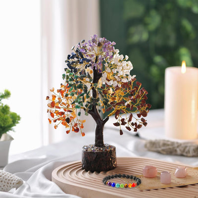 Gemstone Crystal Tree, 7 Chakra Tree, Gifts for Women, Small House Decor, Tree, Bonsai Tree, Buddha Statue, Home Decor, Crystals, Protection Crystals, Chakra Stones