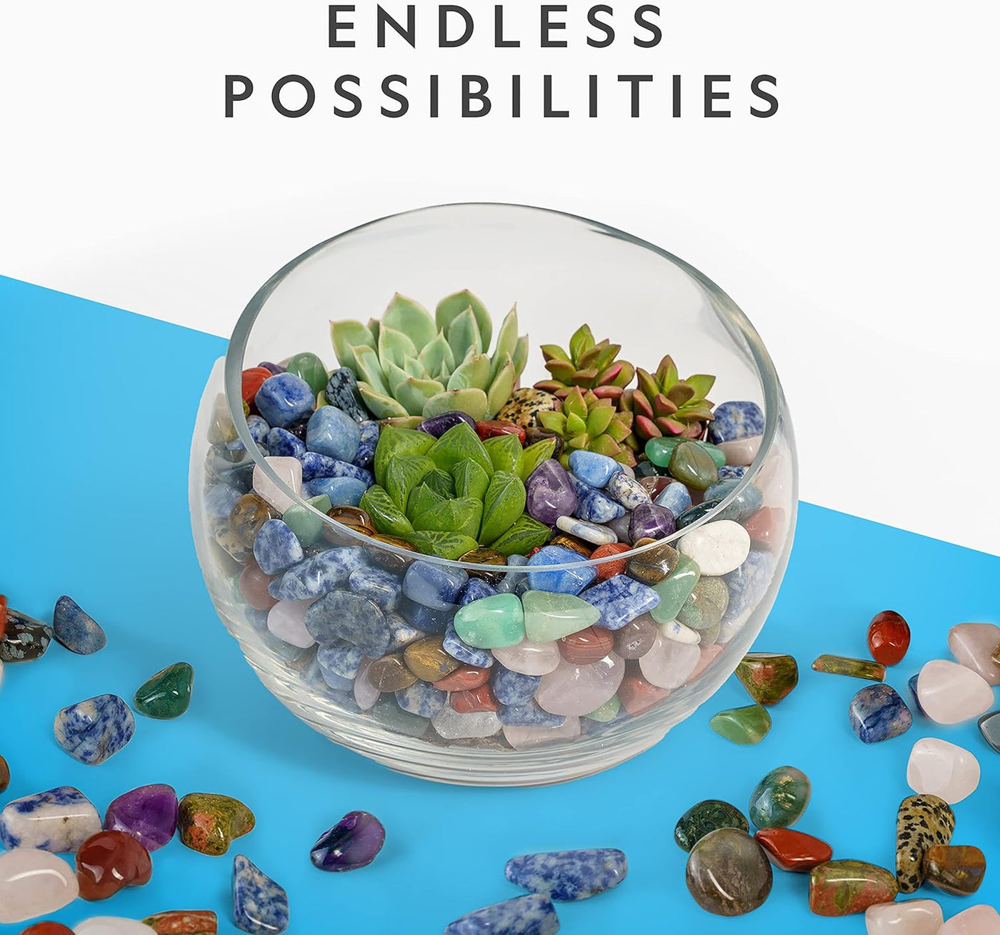 NATIONAL GEOGRAPHIC Premium Polished Stones - 2 Pounds of 3/4-Inch Tumbled Stones and Crystals Bulk, Arts and Crafts, Rock and Mineral Kit, Rocks for Kids, STEM Toys