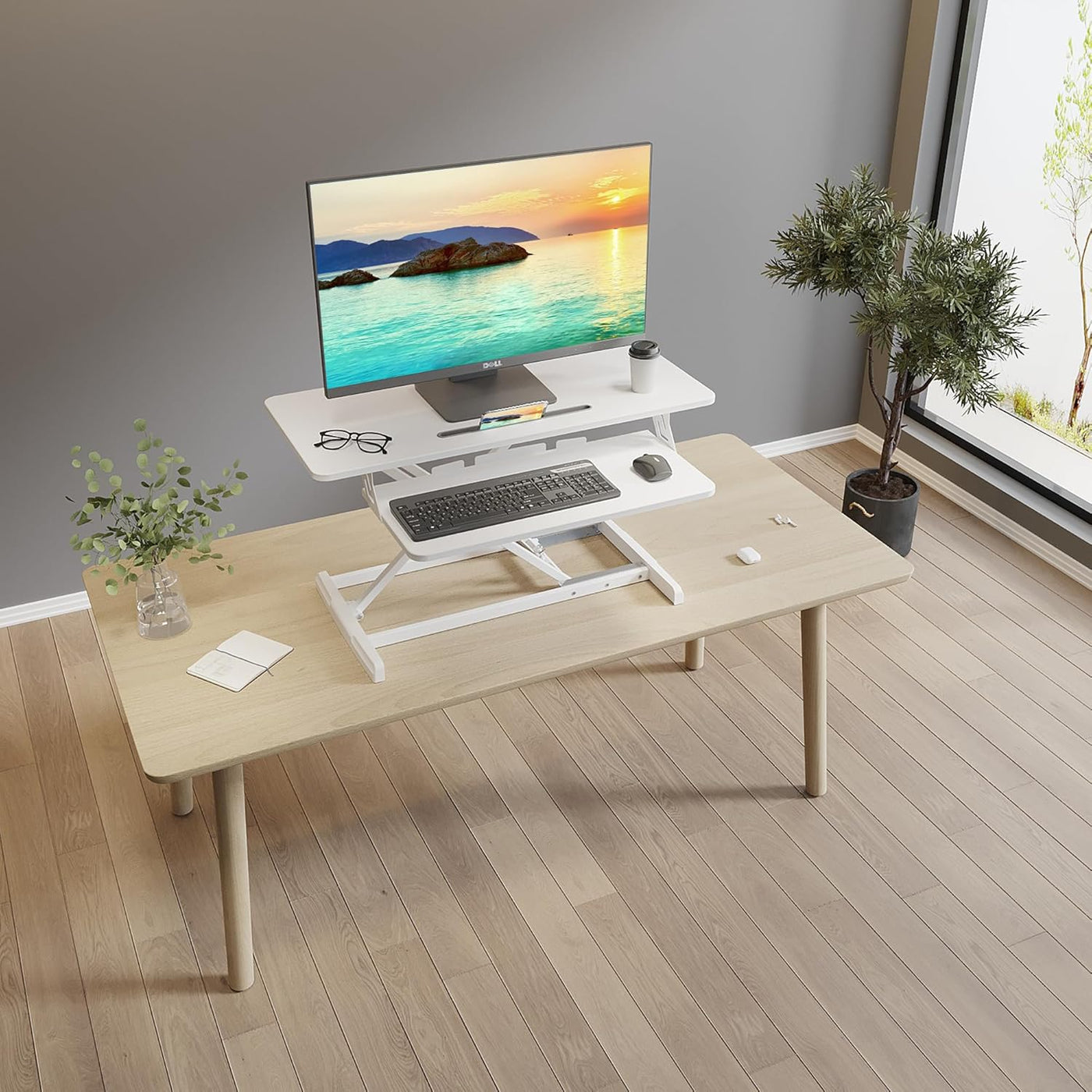 Altus Stand-Up Desk Converter 880mm Sit-to-Stand Tabletop Riser Workstation Black