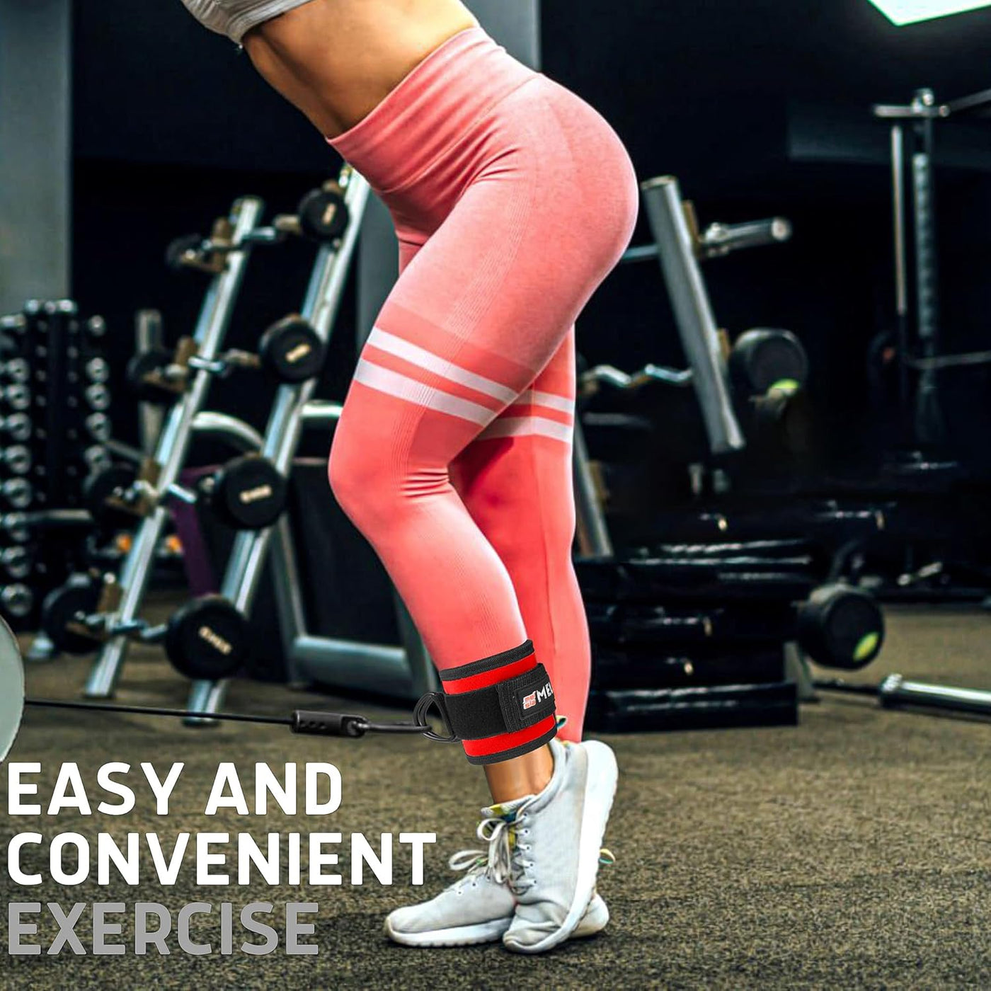 Ankle Straps for Cable Machine Women & Men - For Glute, Booty Workouts, Kickbacks, Leg Extensions, Curls and Hip Abductors - Adjustable, Gym Cable Attachments - Ergonomic Neoprene Padding (Pair)