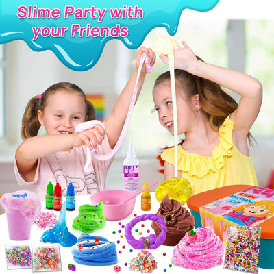 Ice Cream DIY Slime Kit, Slime Making Kit for Girls 10-12, Butter, Foam, Cloud Slime with Add-Ins, Foam Balls, Charms, Gift Toy for Children