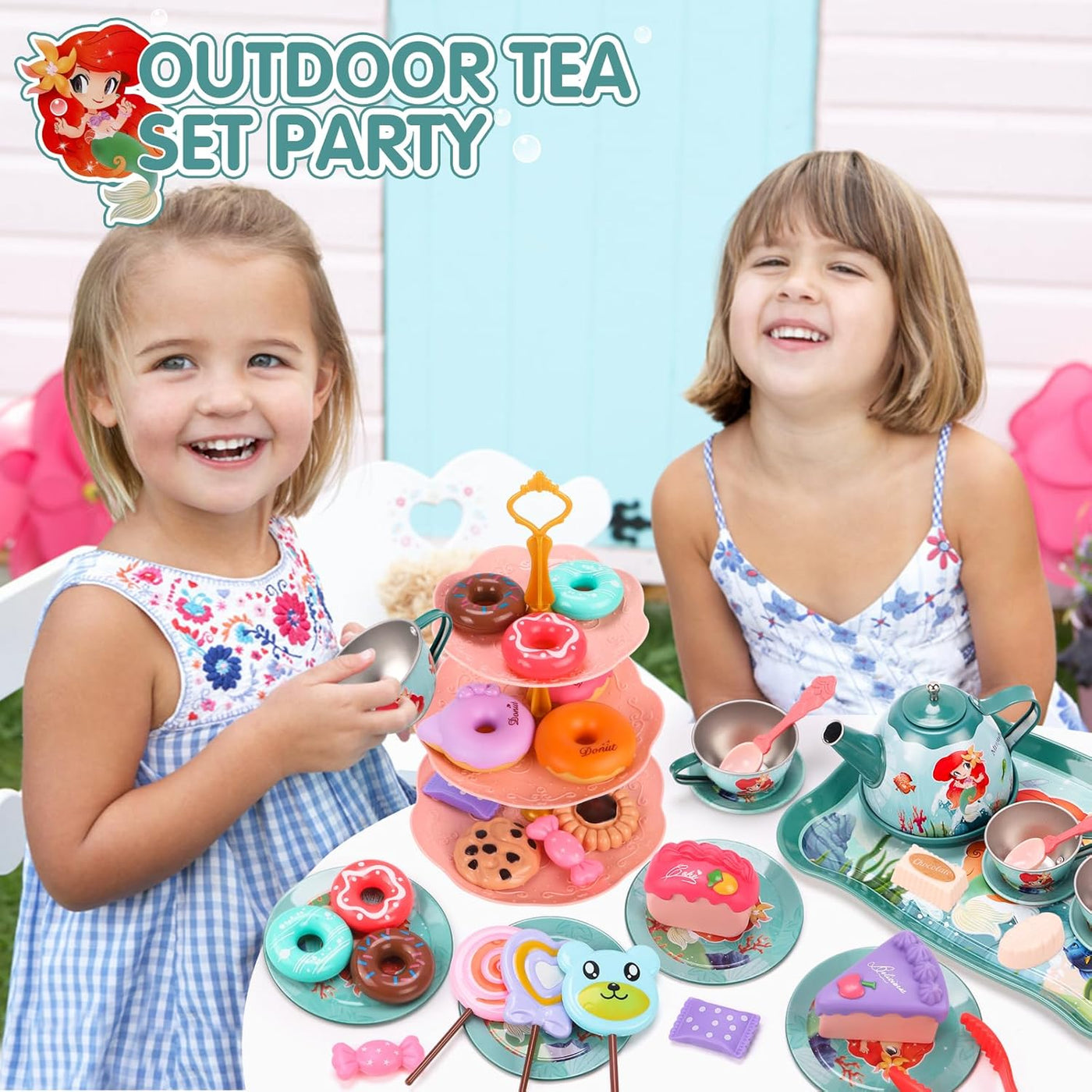 Unicorn Toys for Girls,48 PCS Kids Tea Set for Kids,Pretend Toy W/ Play Desserts,Tin Teapot,Educational Play Food Princess Toy Gift,Toddler Toys for 6 7 Year Old Girls Boys