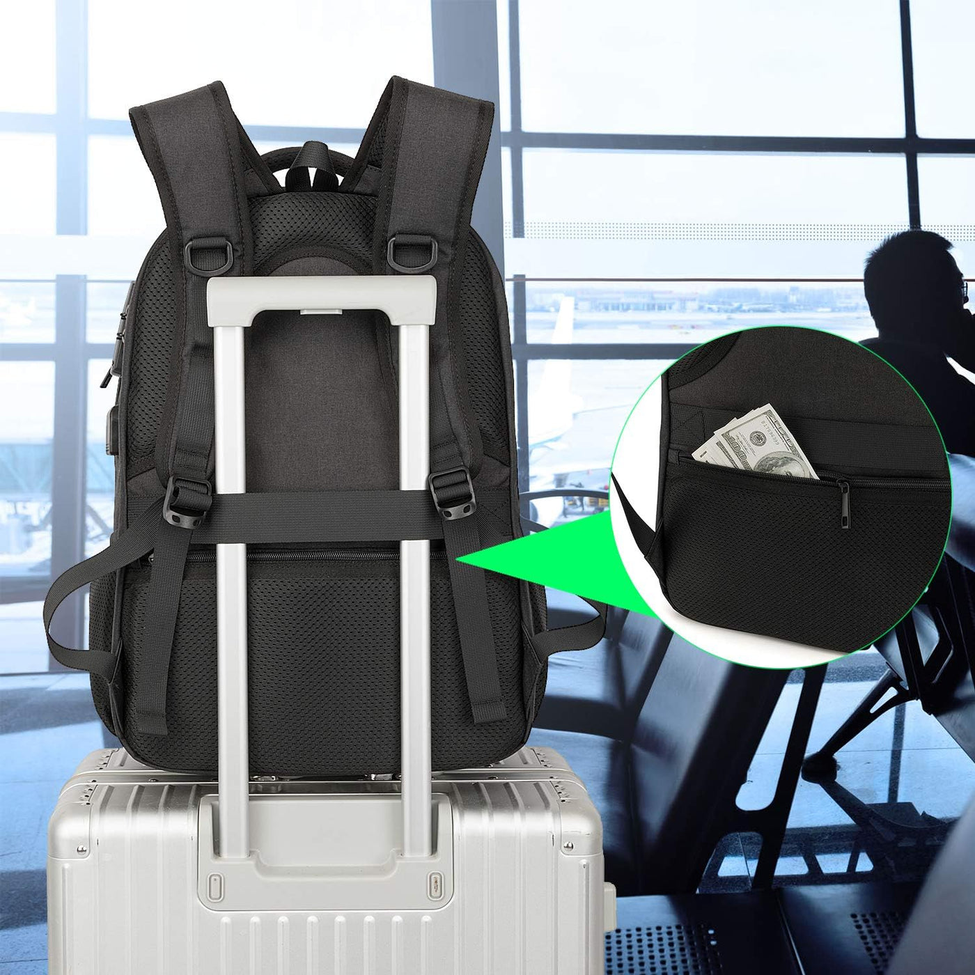 Travel Laptop Backpack Water Resistant Anti-Theft Bag with USB Charging Port and Lock 17.3 Inch Computer Business Backpacks for Women Men College School Student Gift,Bookbag Casual Hiking Daypack