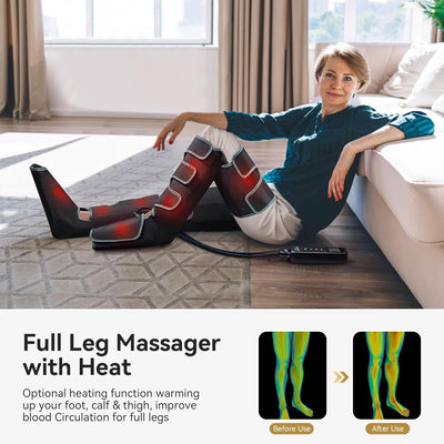 FIT KING Upgraded Full Leg Massager with Heat, Air Compression Massager Machine for Foot Calf & Thigh Muscle Relaxation and Recovery, Helpful for Pain Relief, Swelling, Edema and RLS