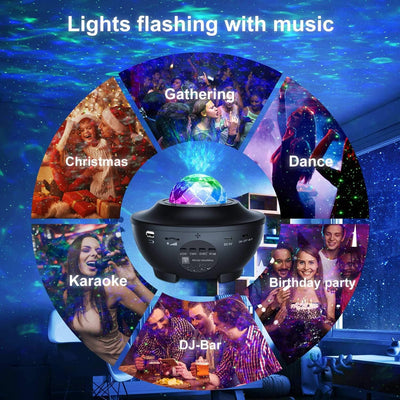 Galaxy Projector, Star Projector Light Ocean Wave Star Night Light, Adjustable Lightness Remote Control Timer 10 Lighting Modes, Built-in Music Speaker for Kids Bedroom Christmas Wedding Party Gift