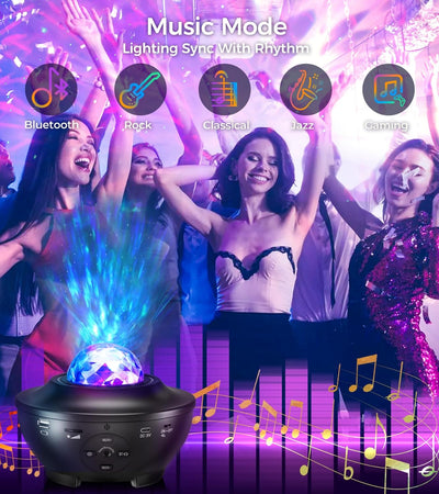 Galaxy Sky Star Projector LED Starry Night Light, Cool Planetarium Music Show Lamp with Speaker for Kids, Boys,Adults Bedroom Space and Home Ceiling Living Room Décor, Party (Black)