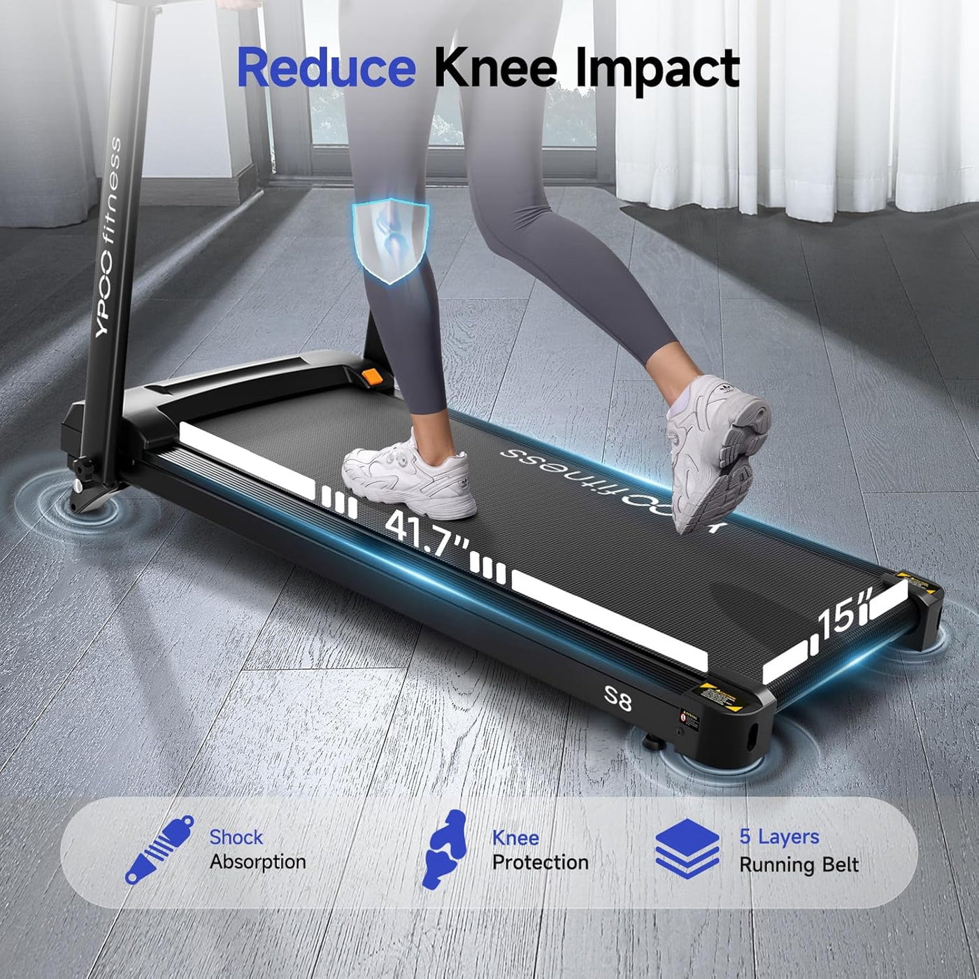 Treadmills for Home, 8.0 MPH Walking Pad Treadmill with Incline, Foldable Treadmill with Handles, Low Noise Walking Pad with Incline up to 8% for 300 lbs
