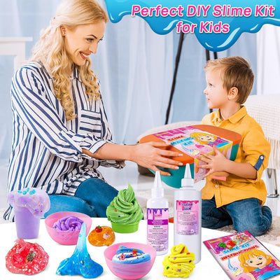 Ice Cream DIY Slime Kit, Slime Making Kit for Girls 10-12, Butter, Foam, Cloud Slime with Add-Ins, Foam Balls, Charms, Gift Toy for Children
