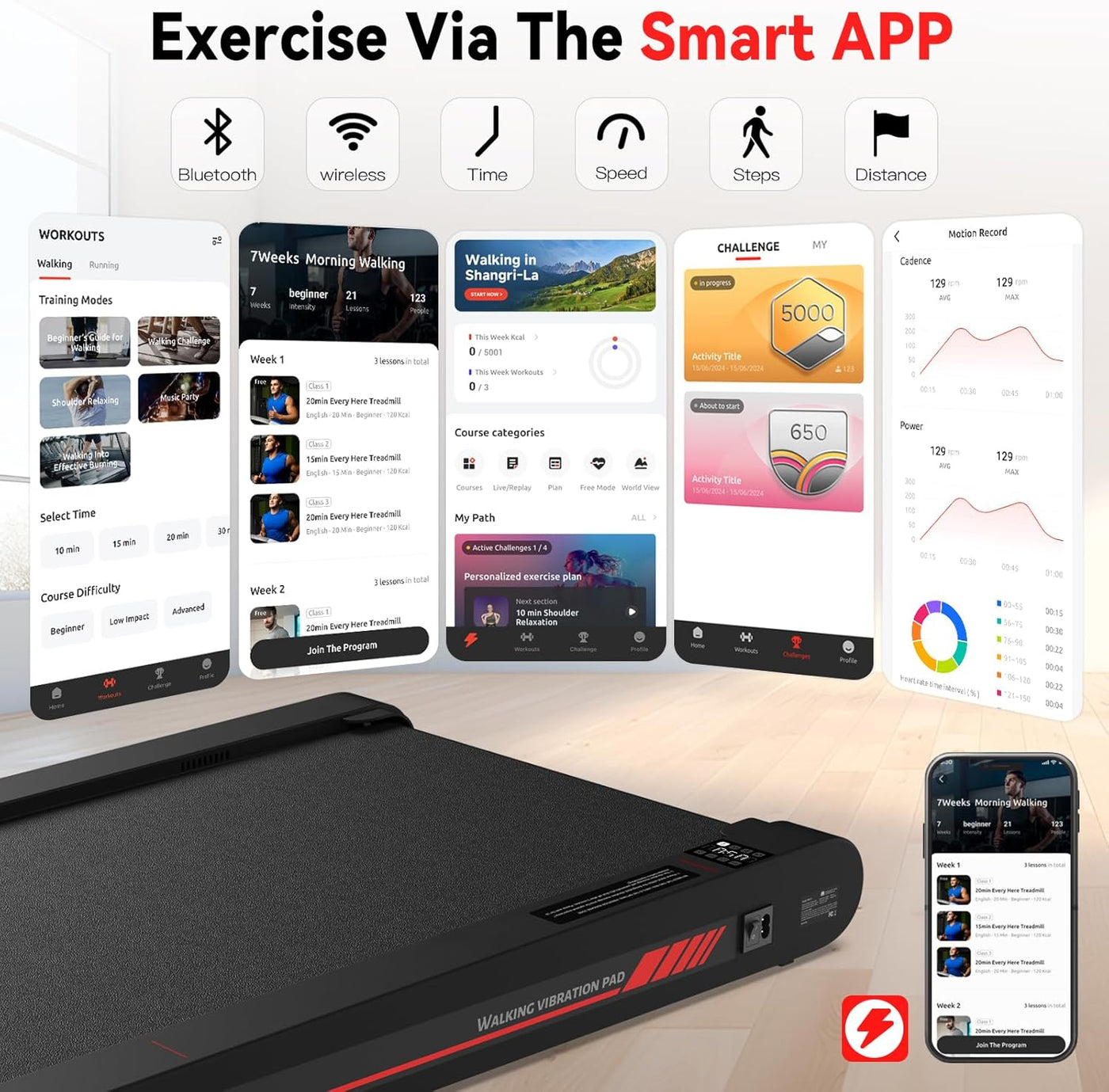 Sperax 3 in 1 Walking Vibration Pad, Under Desk Treadmill with APP, Portable Treadmills for Home, Walking Pad Treadmill with Remote Control