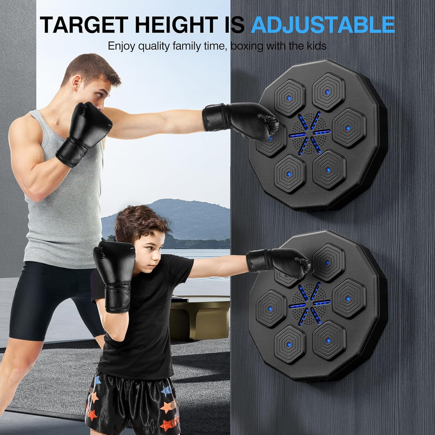 2025 New Music Boxing Machine, Upgraded 2.0 Smart Bluetooth Music Boxing Parent-Child Games, Wall-Mounted Exercise Equipment for Home