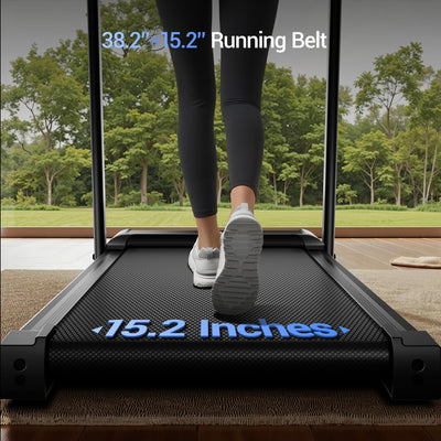 10% Incline Treadmill with Handle for Home and Office, Foldable Treadmills with 265 Lbs Weight Capacity, 2.5HP Quiet Walking Pad Treadmill, Three LED Screen Display