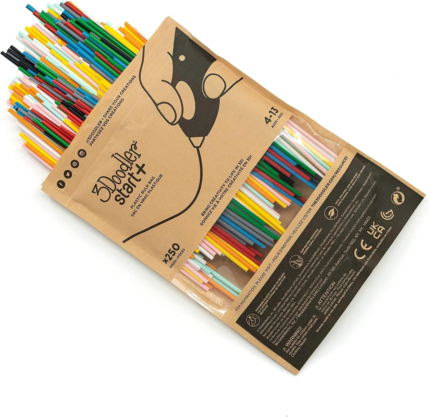 3Doodler Start Refill Plastic Bundle, 8 Pack, Compatible with Start 3D Pen for Kids