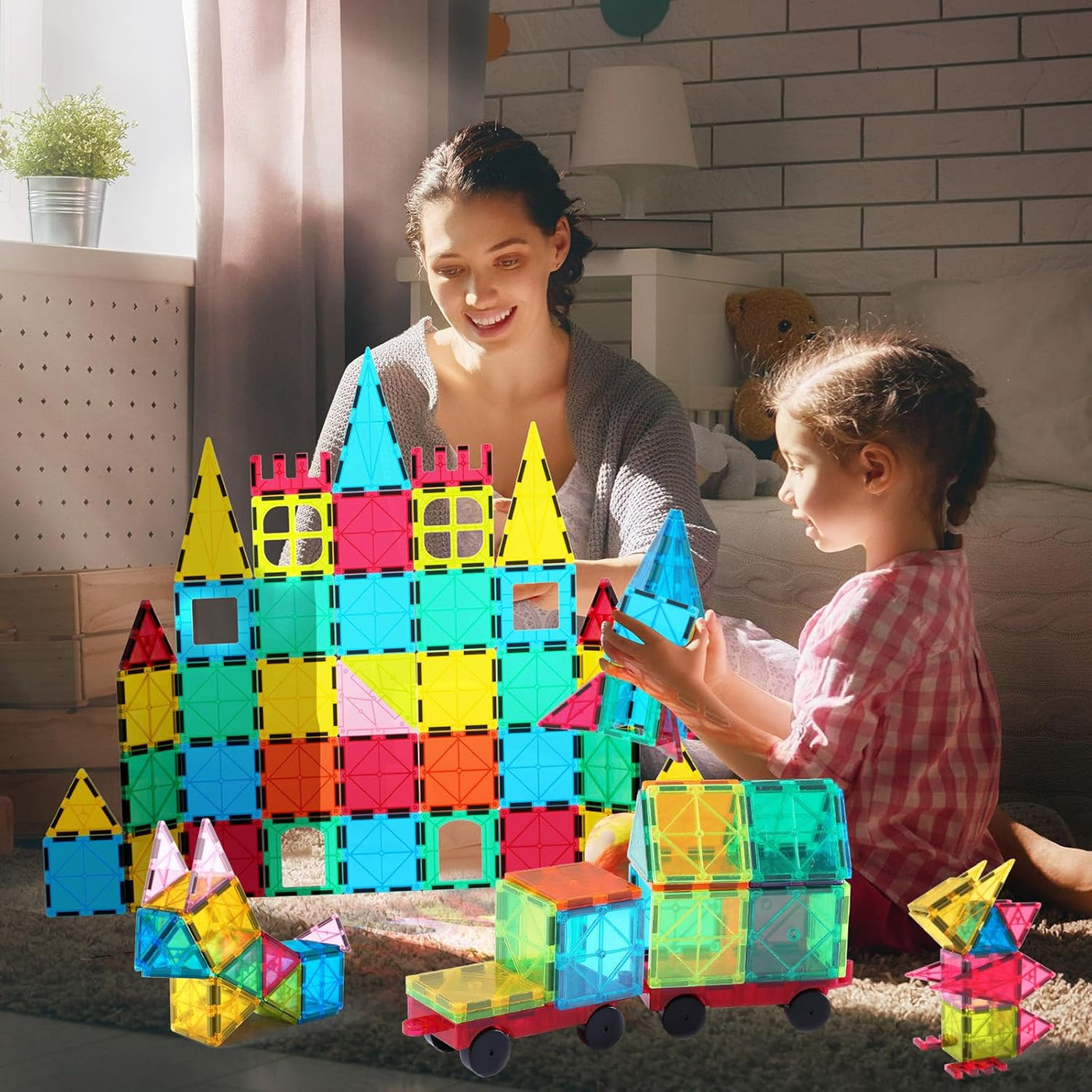 Jasonwell Magnetic Tiles Kids Toys Magnetic Blocks Building Sets 60pcs 3D Magnet Tile Building Blocks Toy Construction Educational STEM Toys Gifts for Toddlers Boys Girls 3 4 5 6 7 8 9 10 + Year Old