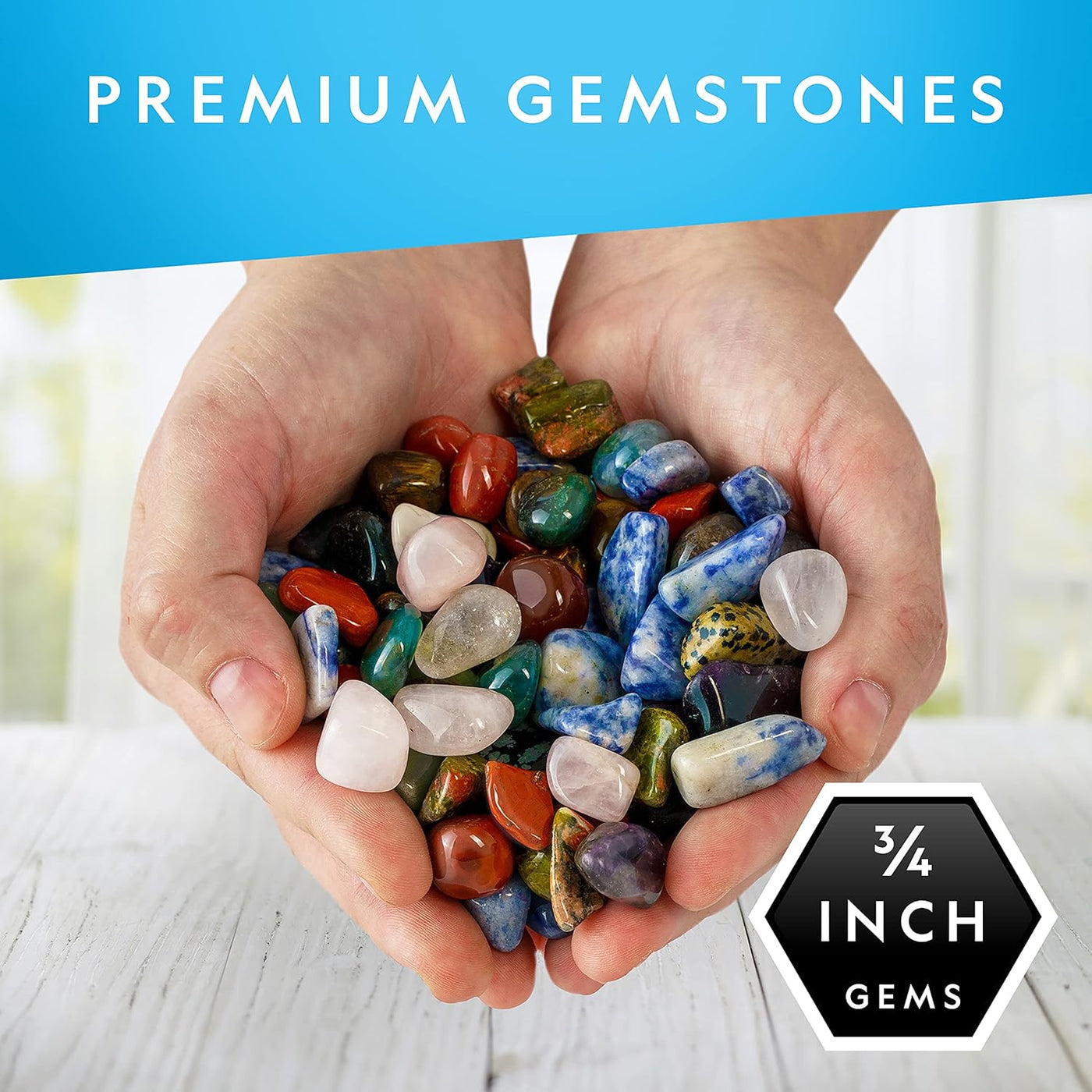 NATIONAL GEOGRAPHIC Premium Polished Stones - 2 Pounds of 3/4-Inch Tumbled Stones and Crystals Bulk, Arts and Crafts, Rock and Mineral Kit, Rocks for Kids, STEM Toys