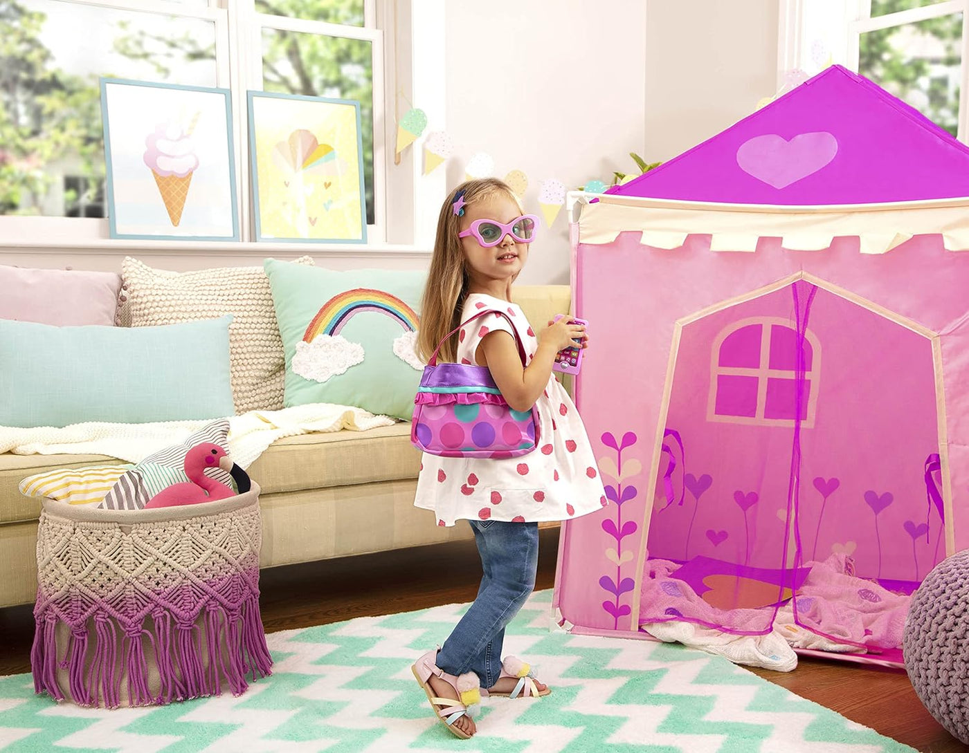 Princess Purse Style Set – Pretend Play Multicolor Handbag and Fashion Accessories – Toy Makeup, Keys, Lipstick, Credit Card, Phone, and More