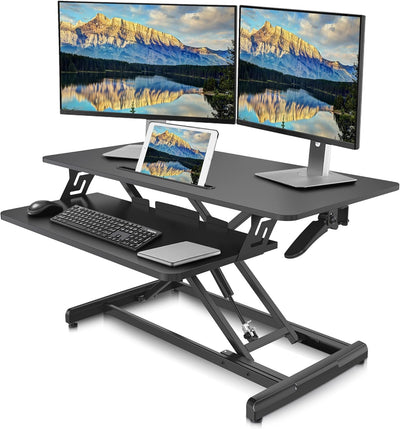 Altus Stand-Up Desk Converter 880mm Sit-to-Stand Tabletop Riser Workstation Black