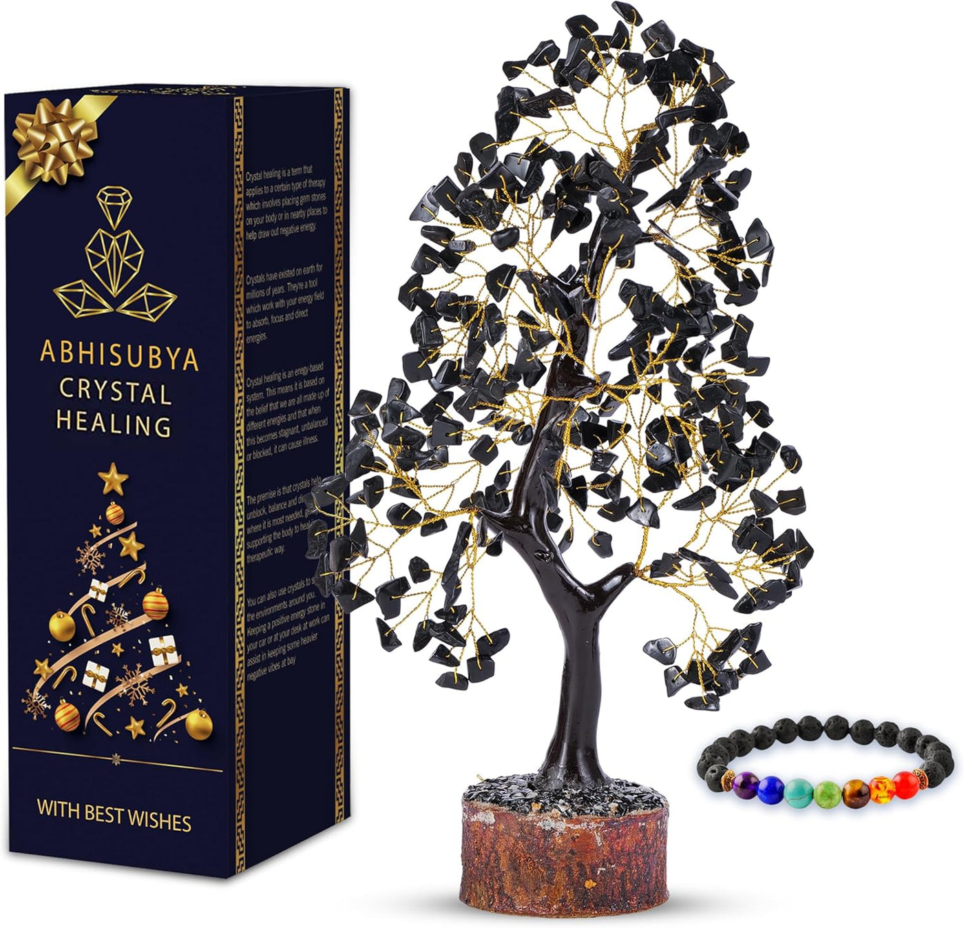 Bonsai Tree - Crystal Tree - Balancing Stones - Chakra Beads - Handmade Decorative Accessories - Chakra Tree - Witchy Accessories - Positive Energy Decor, Black Tourmaline