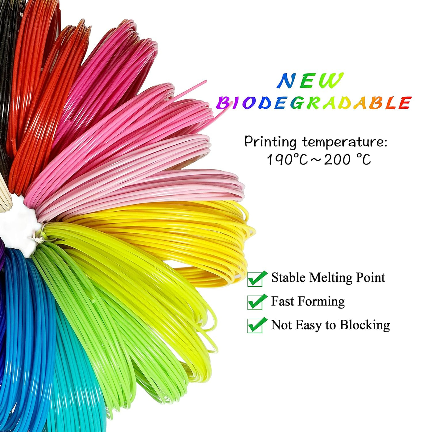 3D Pen Print Filament - 20 Bundle Printer PLA Refills - Printing Refill Plastic Filiment Suitable Doodler to Create Art Crafts Things, Gel Clay Material, Perfect Birthday Gifts for Kids