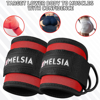 Ankle Straps for Cable Machine Women & Men - For Glute, Booty Workouts, Kickbacks, Leg Extensions, Curls and Hip Abductors - Adjustable, Gym Cable Attachments - Ergonomic Neoprene Padding (Pair)